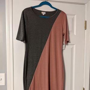 Lularoe pink and grey Julia dress L